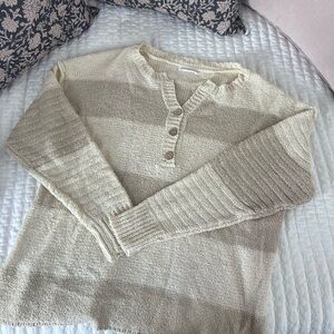 TALULAH Beige and Cream V-Neck Sweater